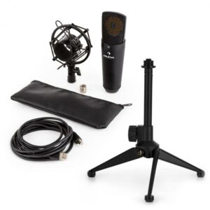 Auna MIC-920B USB mikrofonní sada V1 – černý velkomembránový mikrofon a stolní stojánek Auna